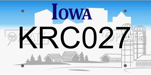 KRC027 Iowa License Plate