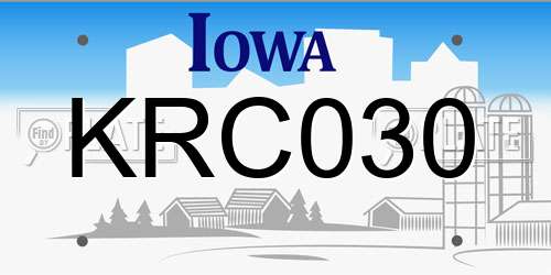 KRC030 Iowa License Plate