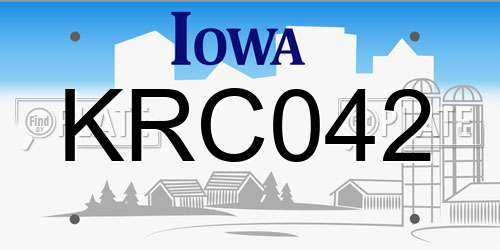 KRC042 Iowa License Plate