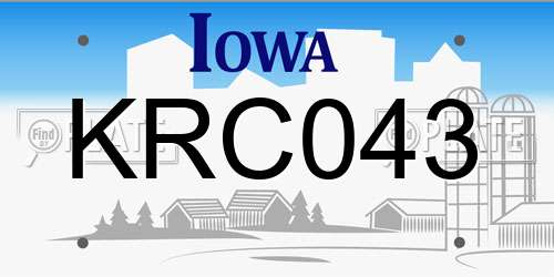 KRC043 Iowa License Plate