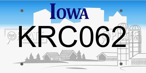 KRC062 Iowa License Plate