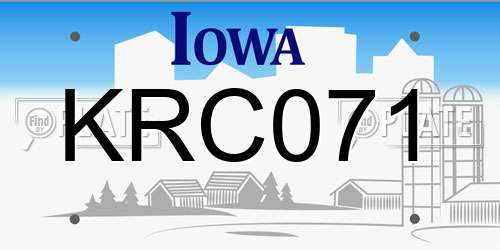 KRC071 Iowa License Plate