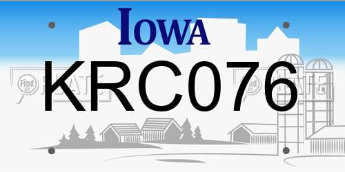 KRC076 Iowa License Plate