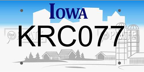 KRC077 Iowa License Plate