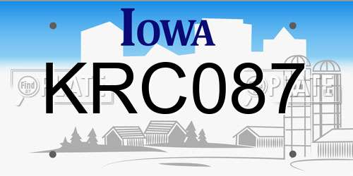 KRC087 Iowa License Plate