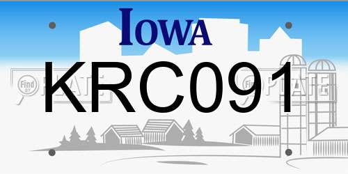 KRC091 Iowa License Plate