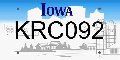 KRC092 Iowa License Plate