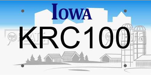 KRC100 Iowa License Plate