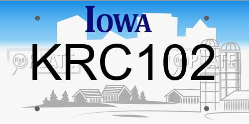 KRC102 Iowa License Plate