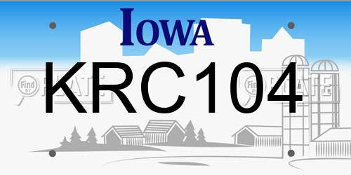 KRC104 Iowa License Plate