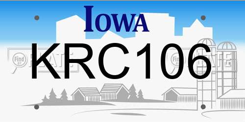 KRC106 Iowa License Plate