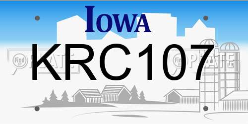 KRC107 Iowa License Plate