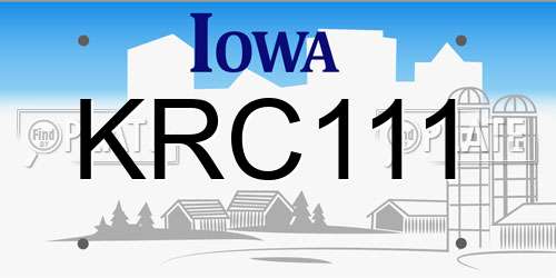 KRC111 Iowa License Plate