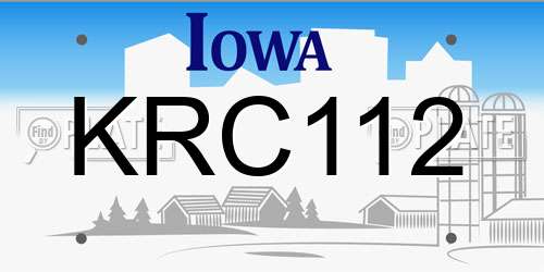 KRC112 Iowa License Plate