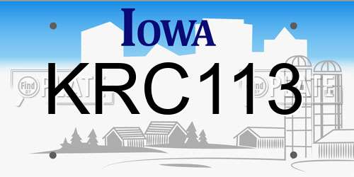 KRC113 Iowa License Plate