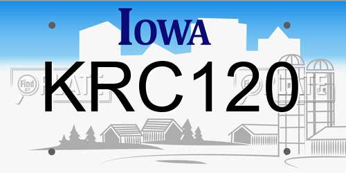 KRC120 Iowa License Plate