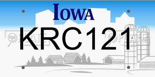 KRC121 Iowa License Plate