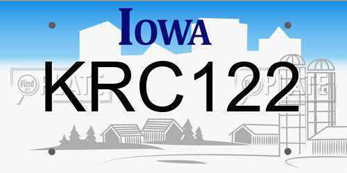 KRC122 Iowa License Plate