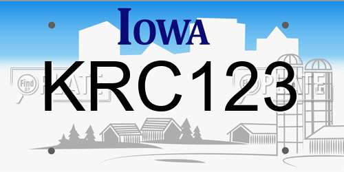 KRC123 Iowa License Plate