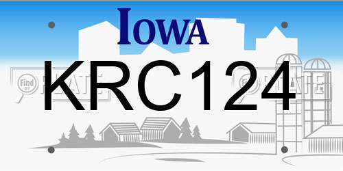 KRC124 Iowa License Plate