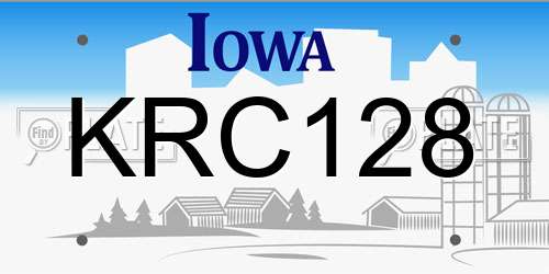 KRC128 Iowa License Plate