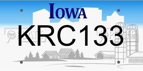 KRC133 Iowa License Plate