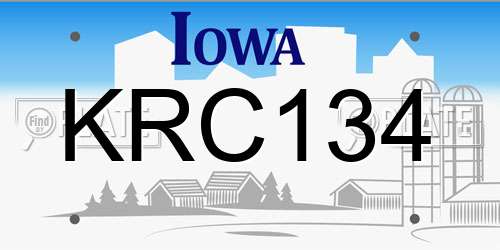 KRC134 Iowa License Plate