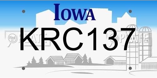 KRC137 Iowa License Plate