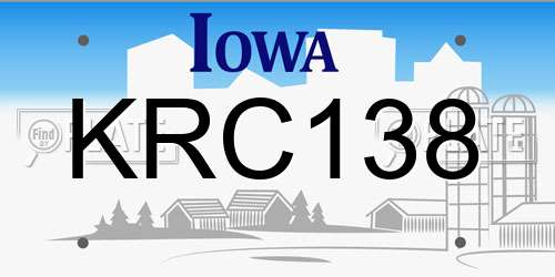 KRC138 Iowa License Plate