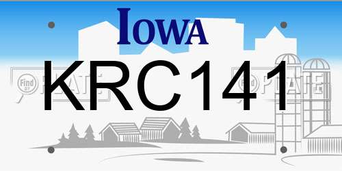 KRC141 Iowa License Plate