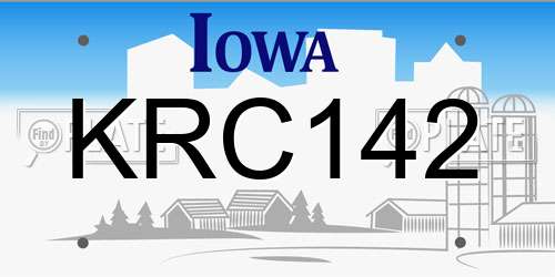 KRC142 Iowa License Plate