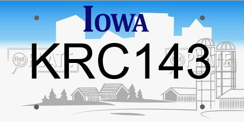 KRC143 Iowa License Plate