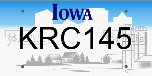 KRC145 Iowa License Plate