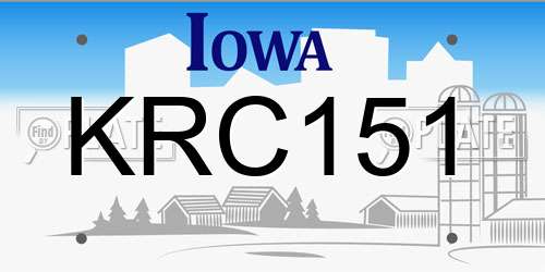 KRC151 Iowa License Plate