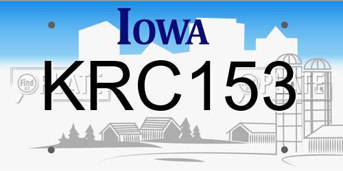 KRC153 Iowa License Plate