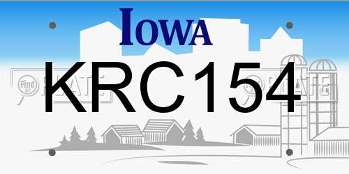 KRC154 Iowa License Plate