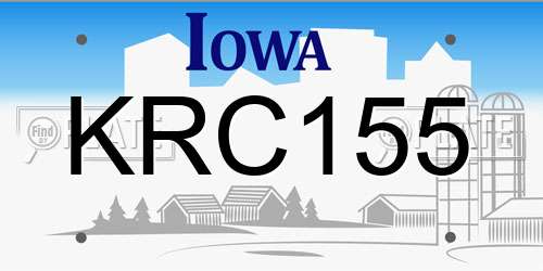 KRC155 Iowa License Plate