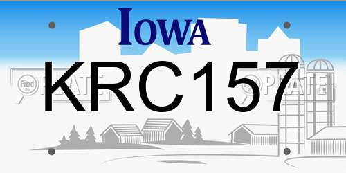 KRC157 Iowa License Plate