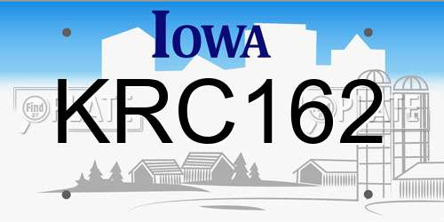 KRC162 Iowa License Plate