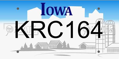 KRC164 Iowa License Plate