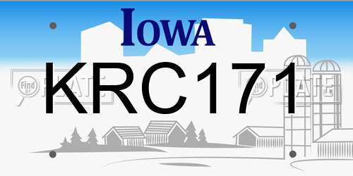 KRC171 Iowa License Plate