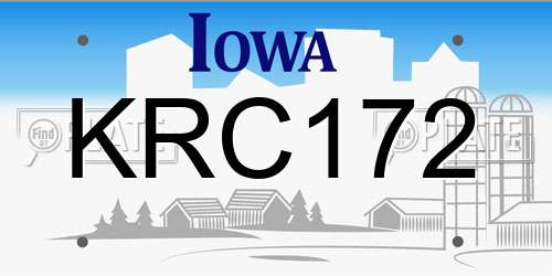 KRC172 Iowa License Plate