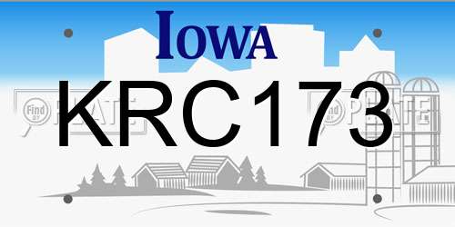 KRC173 Iowa License Plate