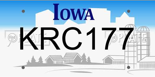 KRC177 Iowa License Plate