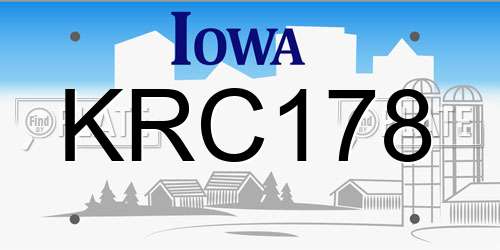 KRC178 Iowa License Plate