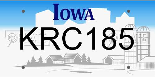 KRC185 Iowa License Plate