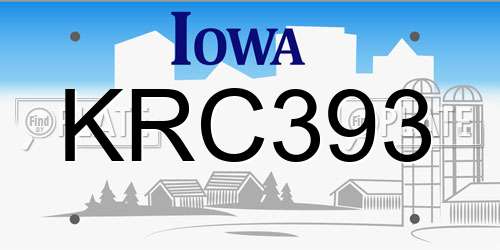 KRC393 Iowa License Plate