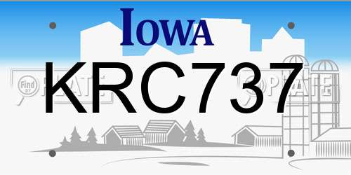 KRC737 Iowa License Plate
