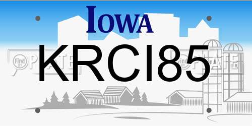 KRCI85 Iowa License Plate