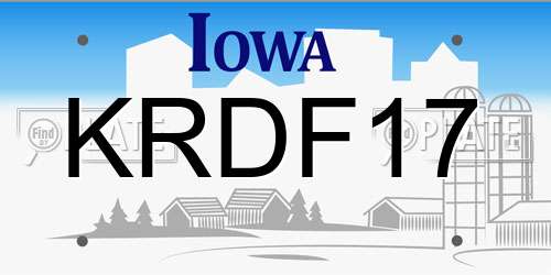 KRDF17 Iowa License Plate